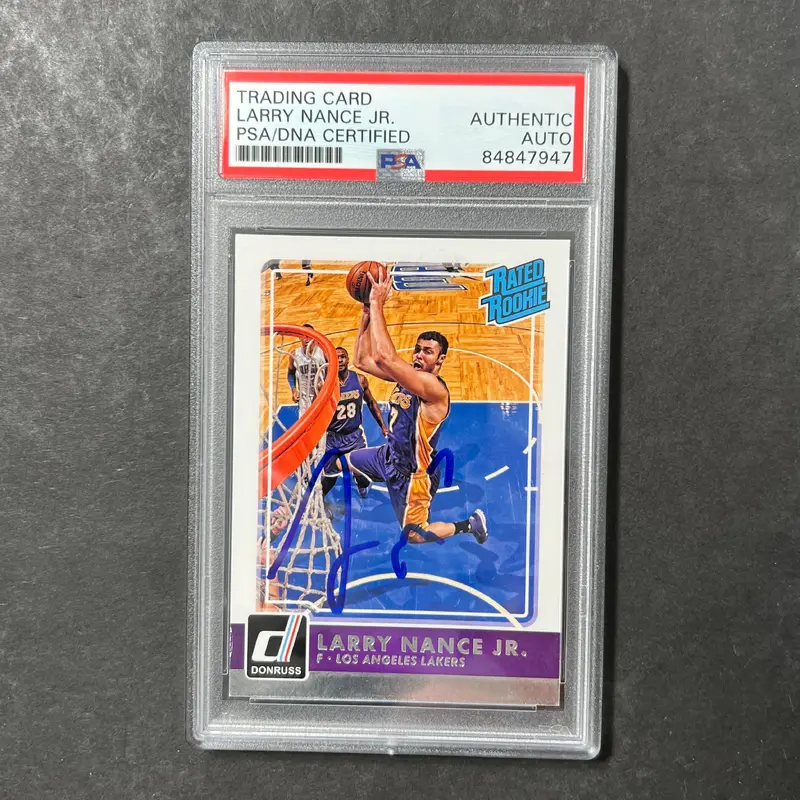 2015-16 Panini Donruss #7 Larry Nance Jr. Signed Card AUTO PSA Slabbed Lakers
