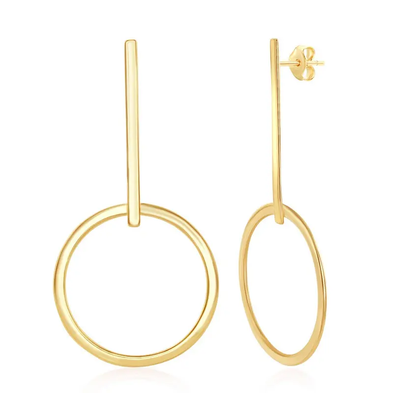 Sterling Silver Gold Plated Long Bar & Hoop Earrings