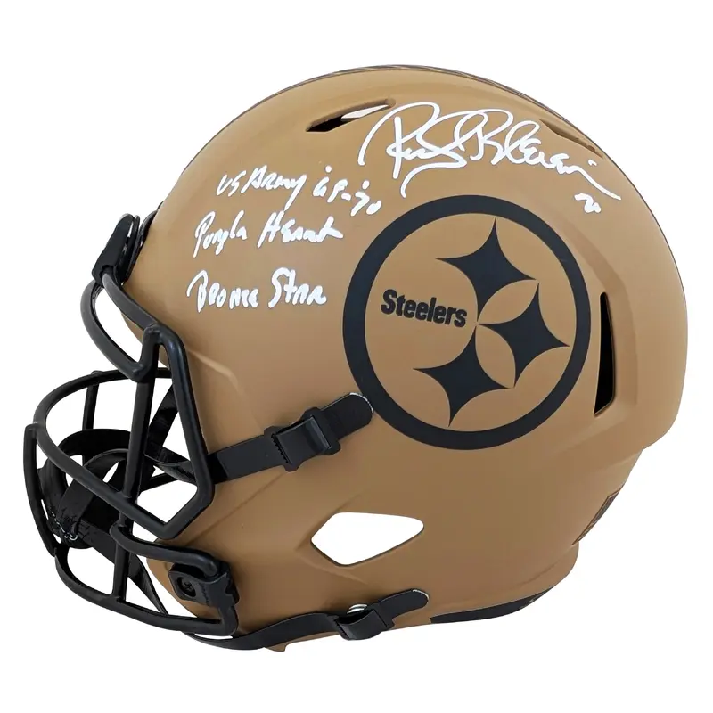 Steelers Rocky Bleier "3x Insc" Signed STS II F/S Speed Rep Helmet BAS Witness 2