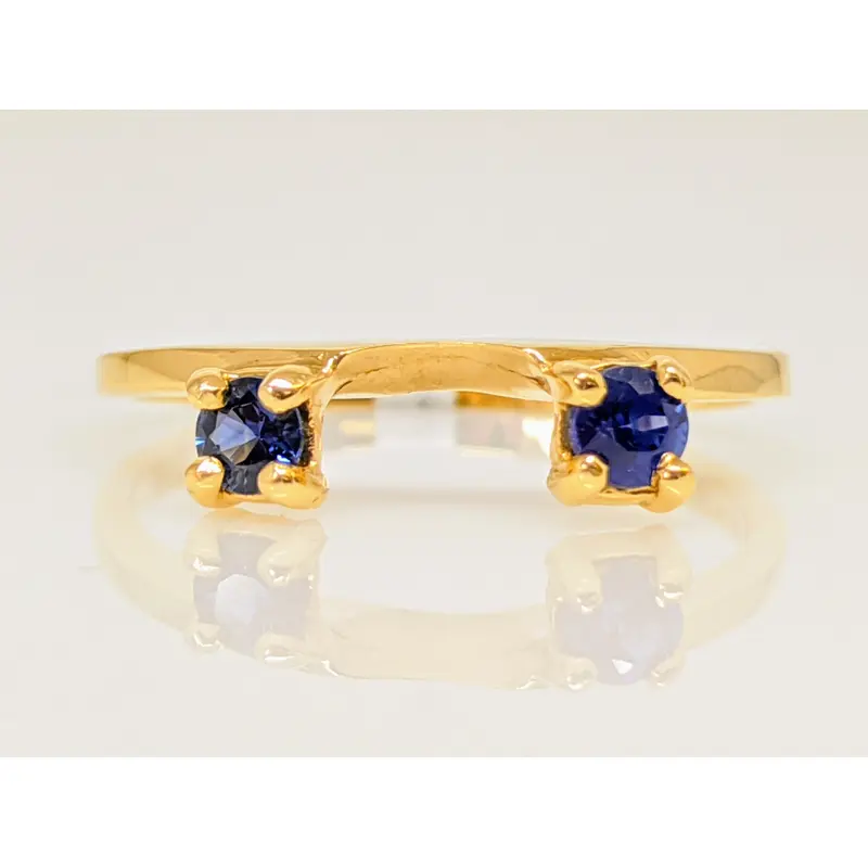 14K SAPPHIRE ROUND 3MM (2) ESTATE WRAP 1.9 GRAMS