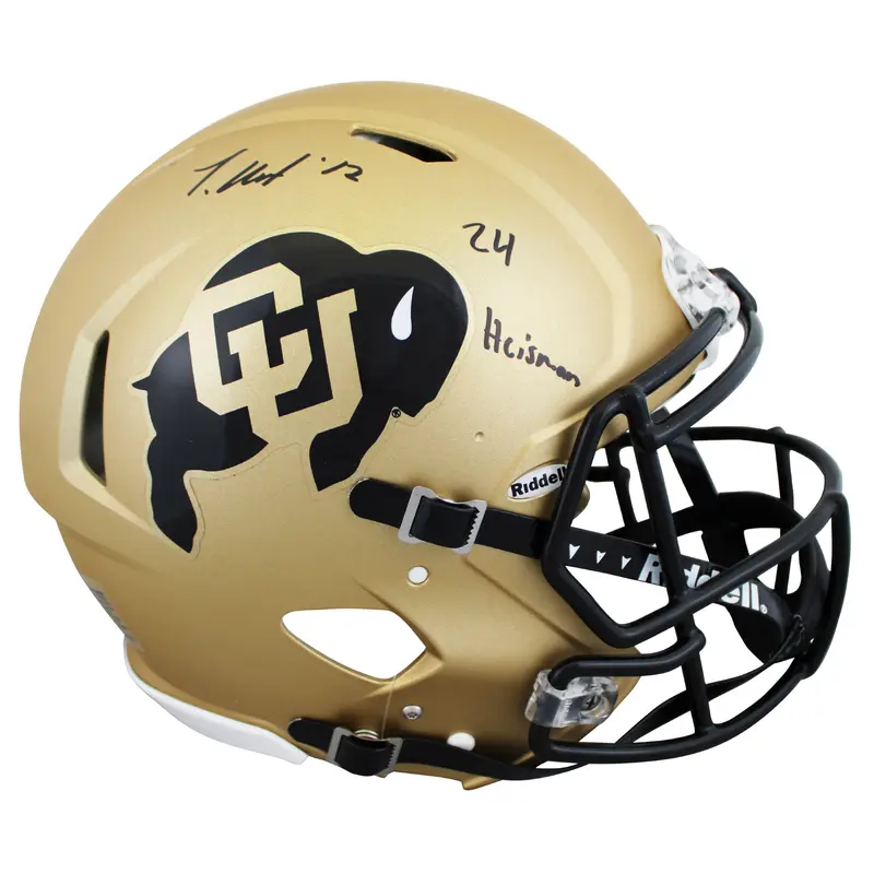 Colorado Travis Hunter "24 HT" Signed Full Size Speed Proline Helmet BAS Witness
