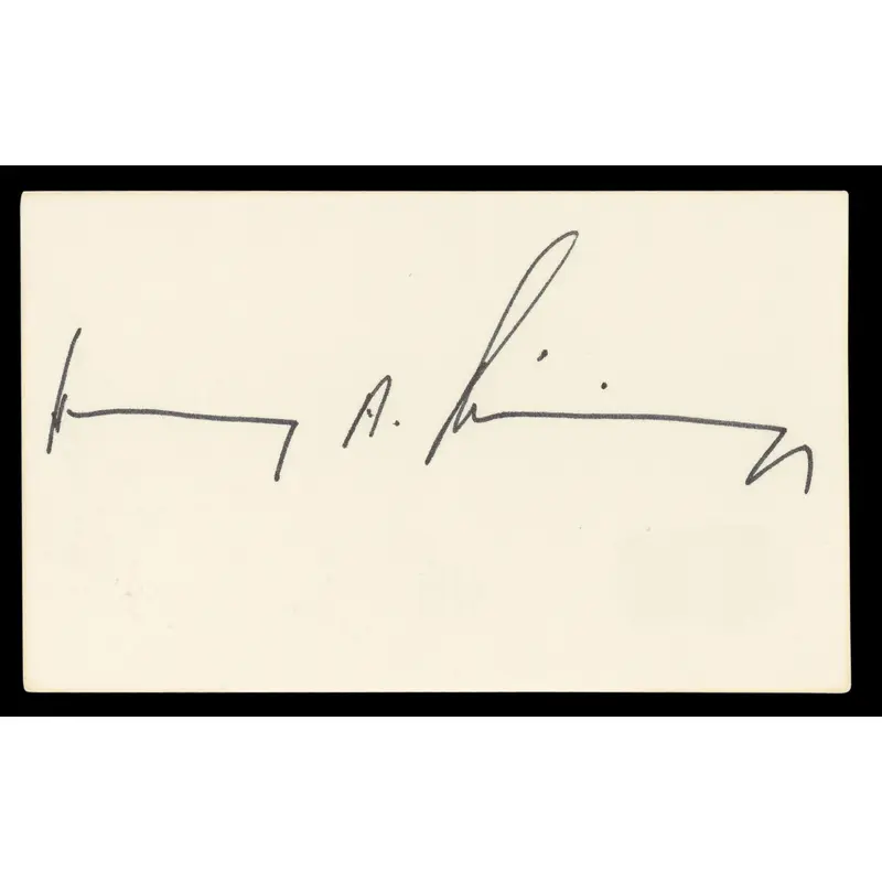 Henry Kissinger Authentic Signed 3x5 Index Card Autographed BAS #BL98485