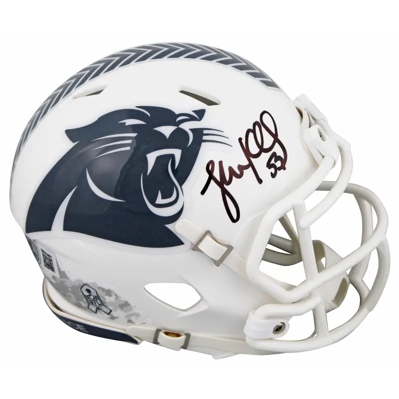 Panthers Luke Kuechly Signed Salute To Service III Speed Mini Helmet BAS Witness