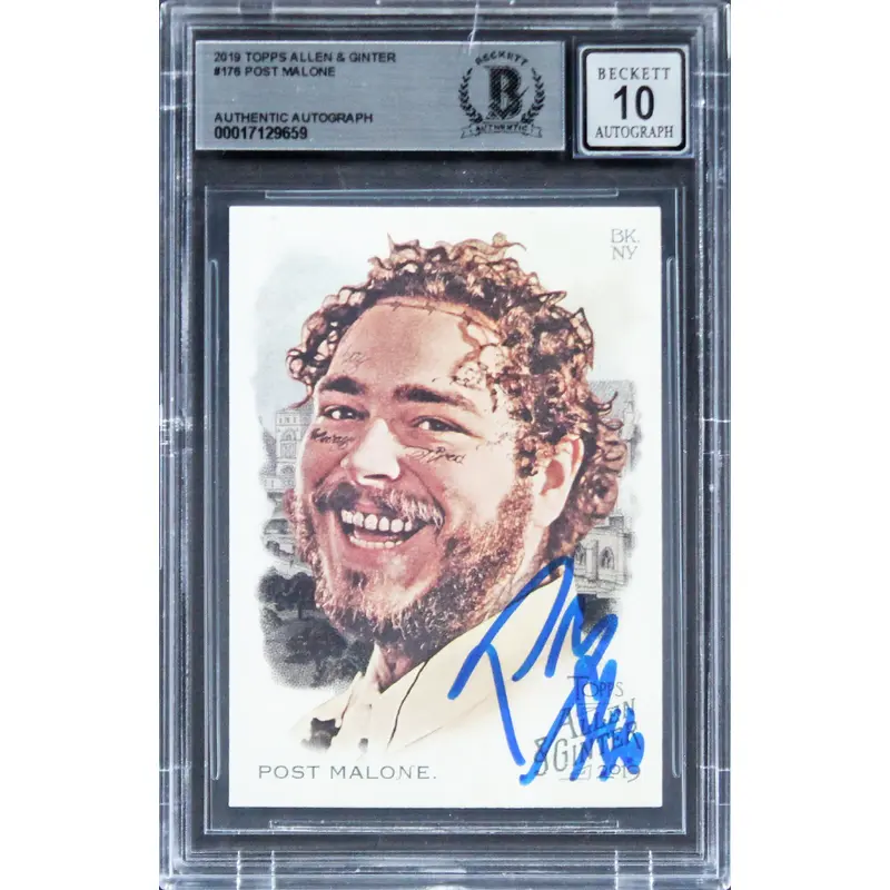 Post Malone Signed 2019 Topps Allen & Ginter #176 Card Auto Grade 10 BAS Slabbed