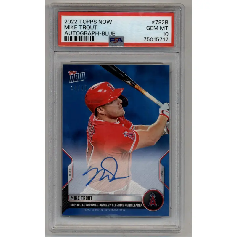 Mike Trout 2022 Topps Now Auto Blue 14/49 PSA10 Gem Mint