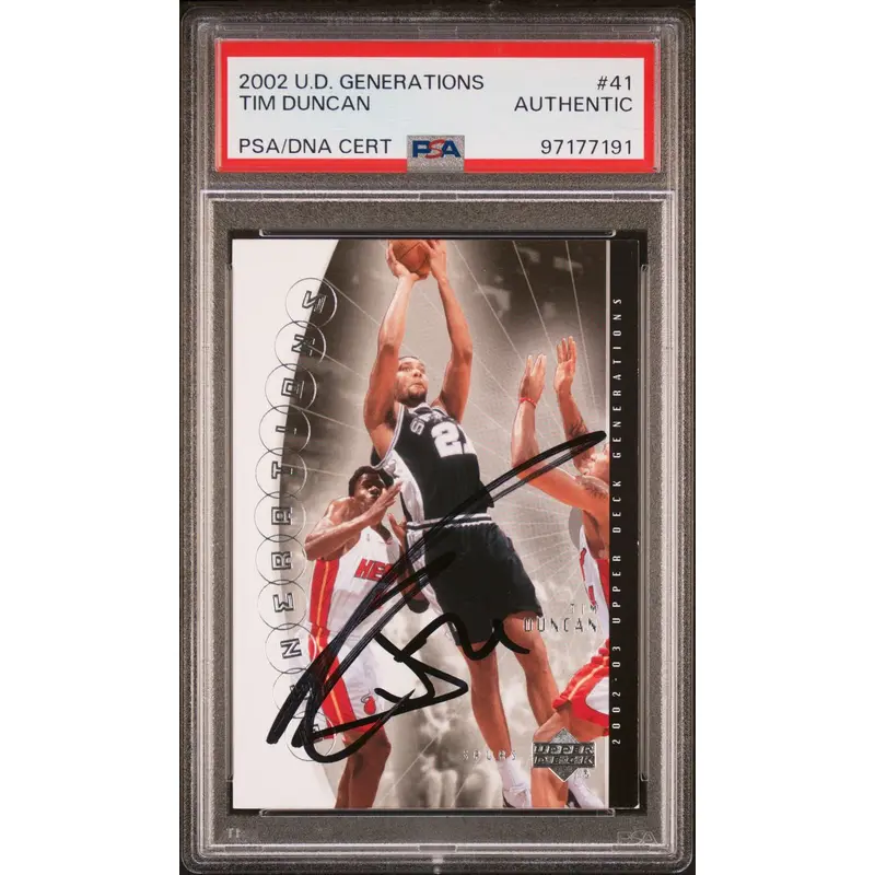 2002-03 Upper Deck Generations #41 Tim Duncan Signed Card AUTO PSA Spurs