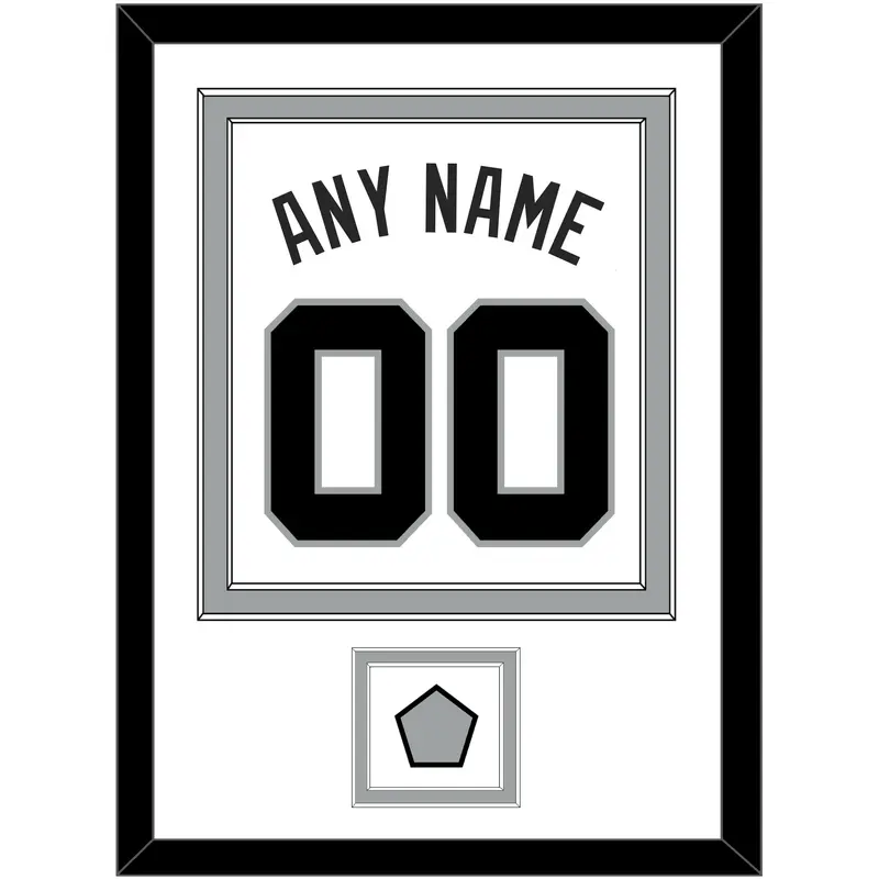 San Antonio Name & Numbers With Finals Patch - Home White (1989-2002) - Double Mat 1