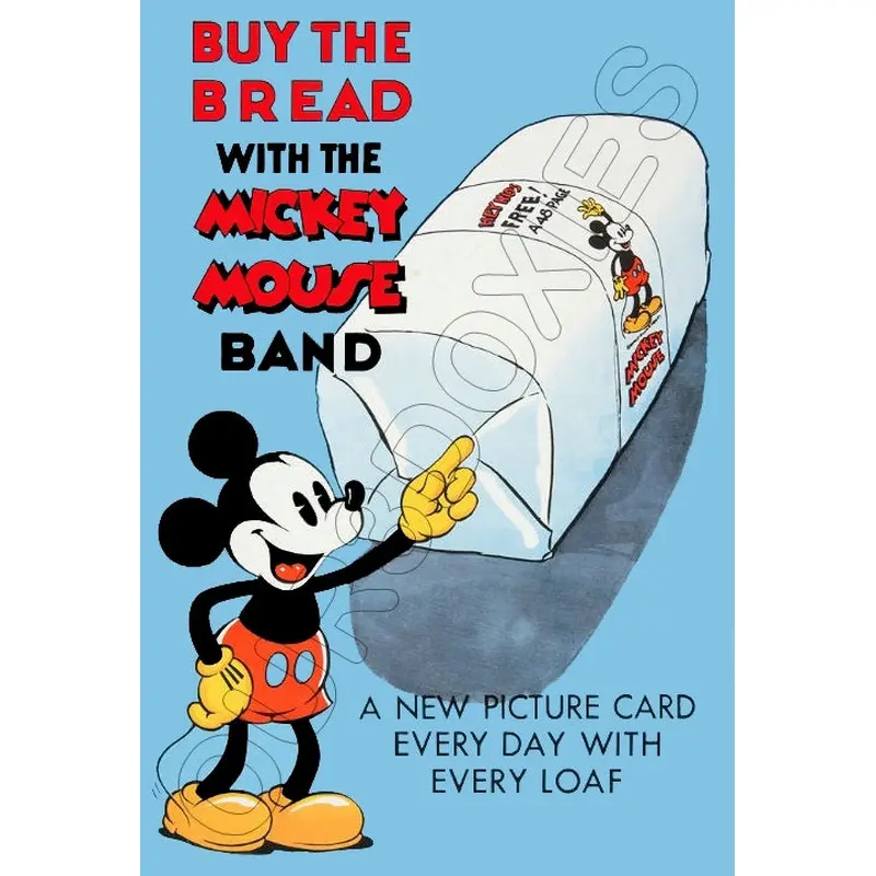 1930's Mickey Mouse Bread Store Counter Standup Sign - 2416