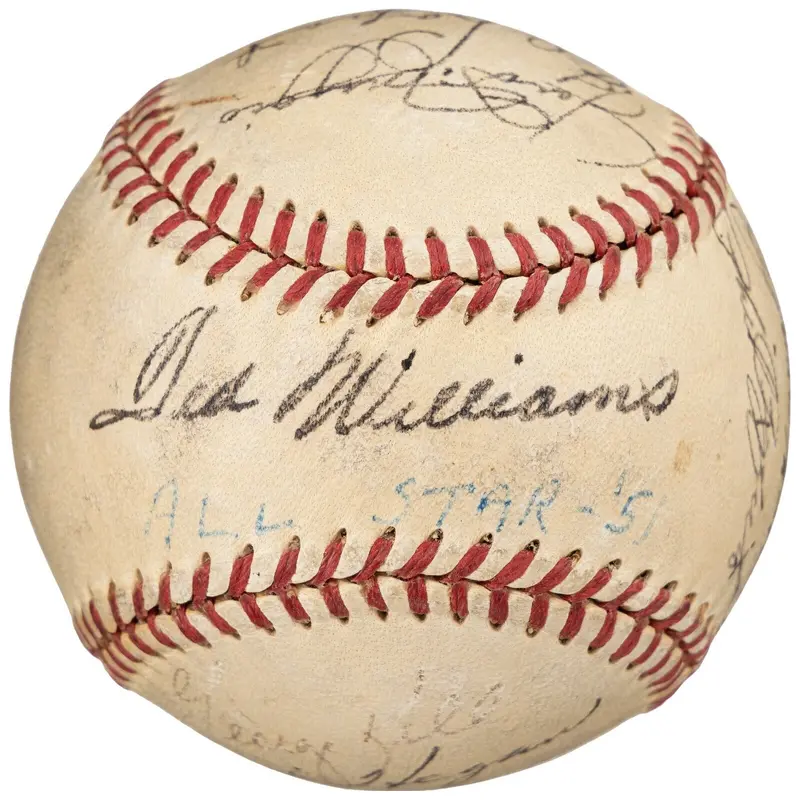 1951 All Star Game Team Signed Baseball Joe Dimaggio & Ted Williams PSA DNA COA