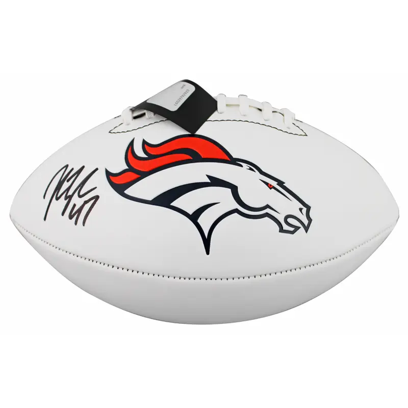 Broncos John Lynch Signed Rawlings White Panel Logo Football BAS Witnessed