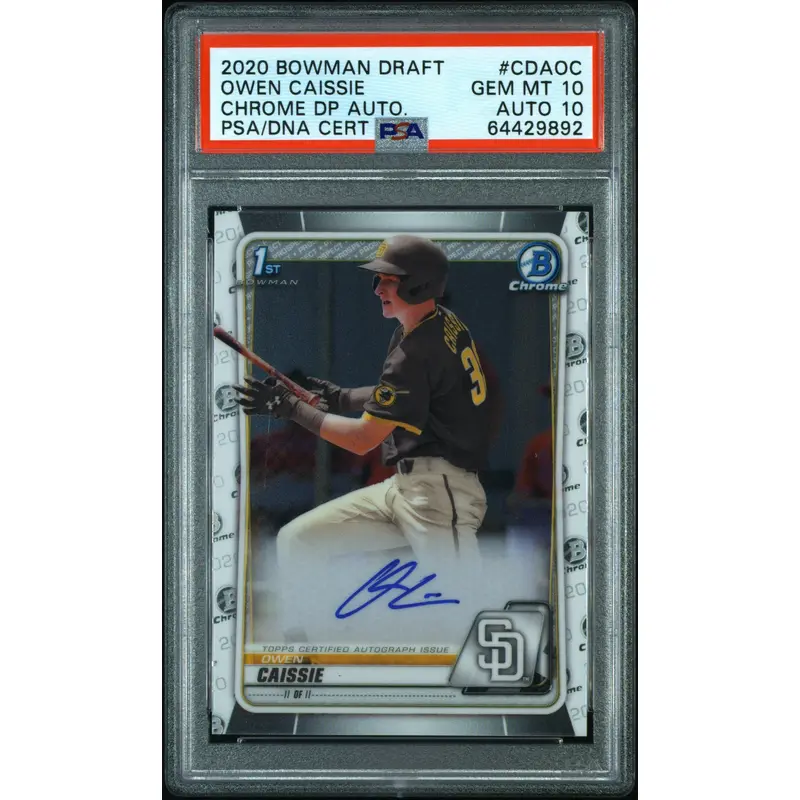 Owen Caissie 2020 Bowman Draft Chrome Auto PSA 10 Auto 10 9892