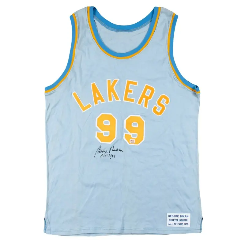 Incredible George Mikan "HOF 1959" Signed Minneapolis Lakers Jersey PSA DNA