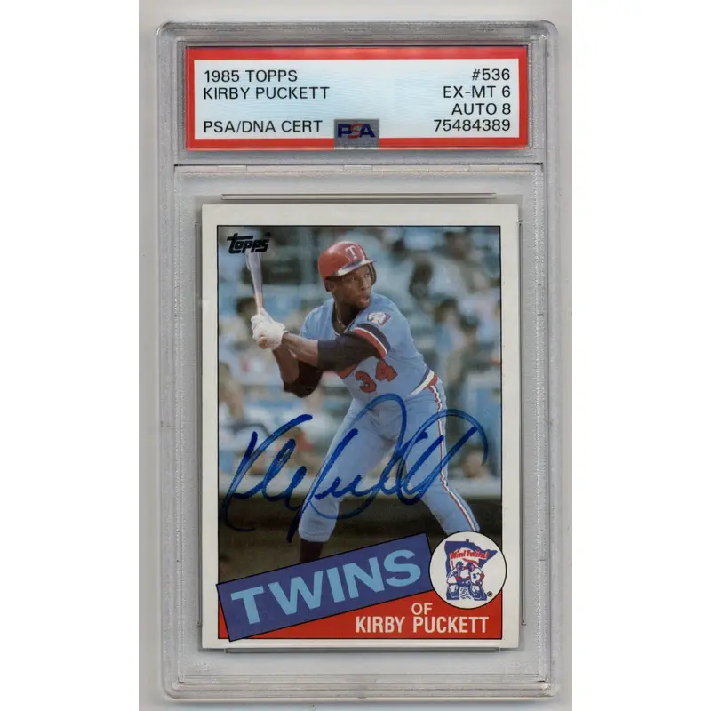Kirby Puckett 1985 Topps #536 PSA 6 Excellent-Mint Auto 8