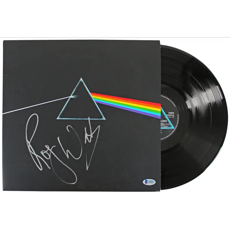 Roger Waters Pink Floyd Signed Dark Side Of The Moon Album Cover W/ Vinyl BAS