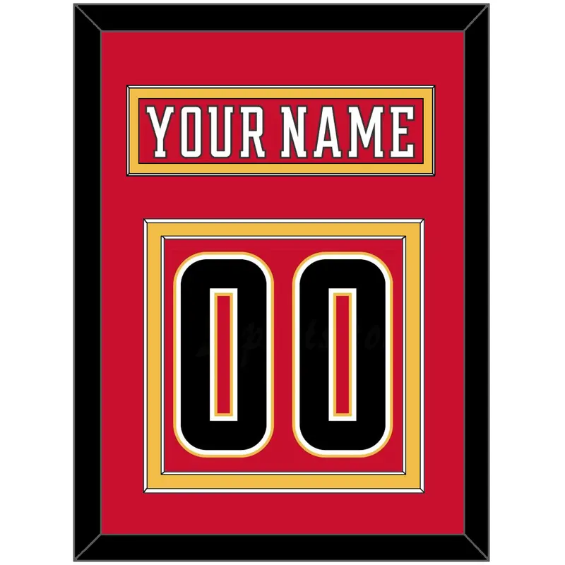 Calgary Nameplate & Number (Back) - Home Red (2017-2020) - Double Mat 3