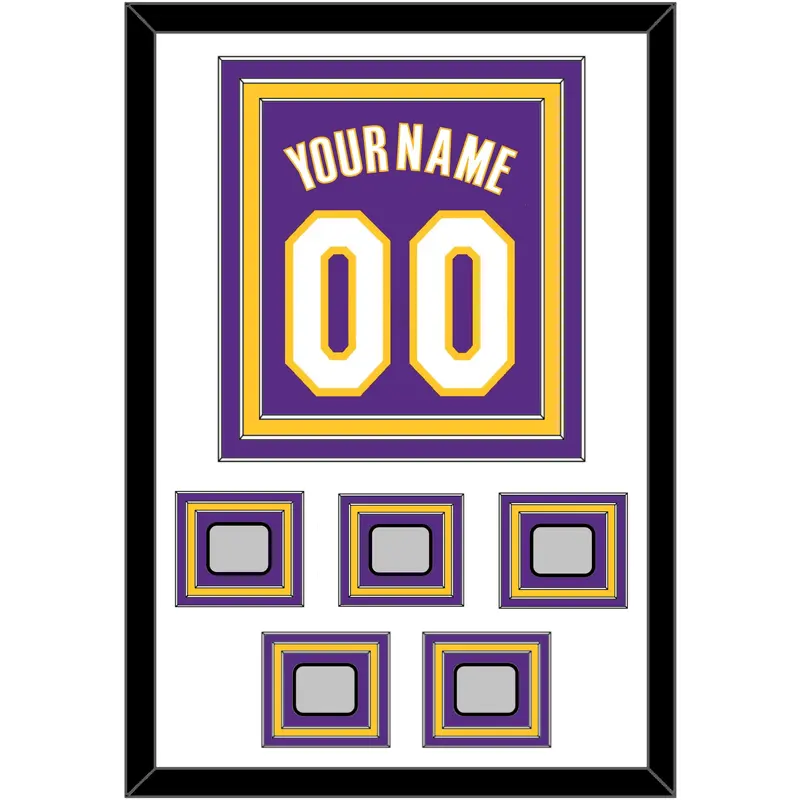Los Angeles Name & Number With 5 Trophy Patches - Road Purple (1999-2004) - Triple Mat 1