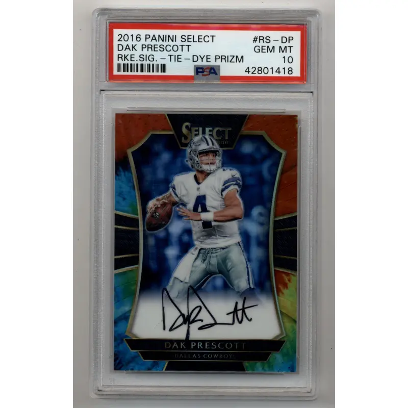 Dak Prescott 2016 Select Rookie Auto Tie Dye Prizm 06/25 PSA 10 Gem Mint