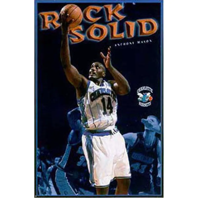Anthony Mason "Rock Solid" Charlotte Hornets NBA Action Poster - Costacos 1997