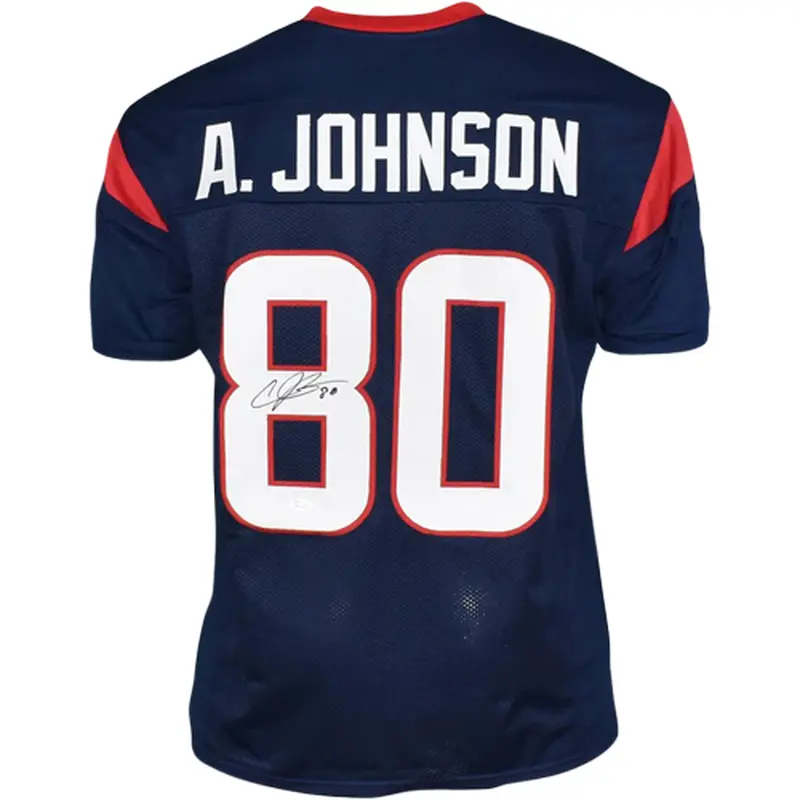 Andre Johnson Autographed Houston Texans (Blue #80) Custom Jersey - JSA