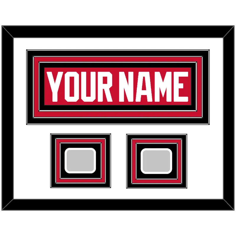 Chicago Nameplate & 2 Stanley Cup Finals Patches - Home Red (2007-2017) - Triple Mat 1