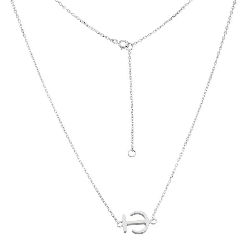Sterling Silver  Matte Anchor Necklace