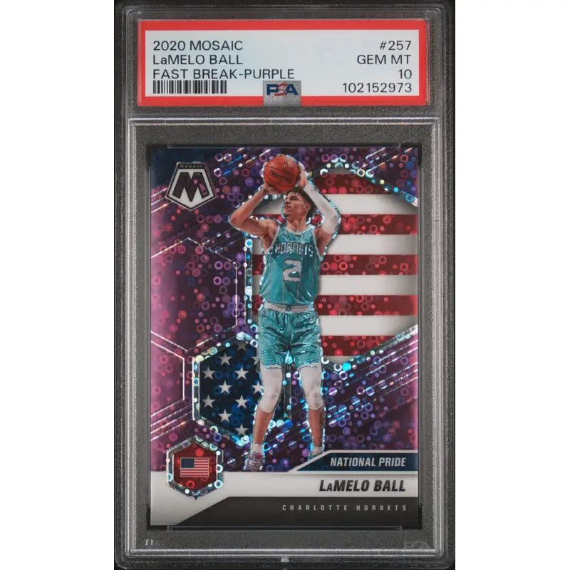 LaMelo Ball 2020 Panini Mosaic Fast Break Purple #19/50 PSA 10 Gem Mint
