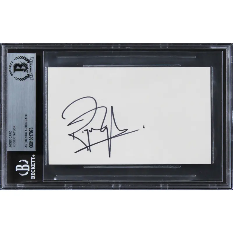 Roger Taylor Queen Authentic Signed 3x5 Index Card Autographed BAS Slabbed 2