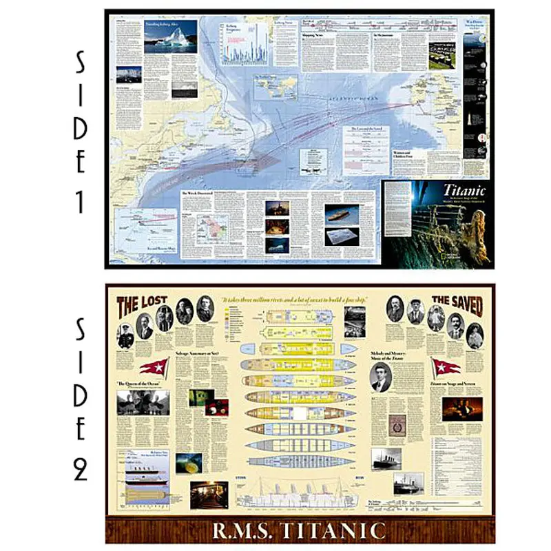 The Titanic National Geographic 26x39 History Wall Map 2-Sided Poster - NG Maps