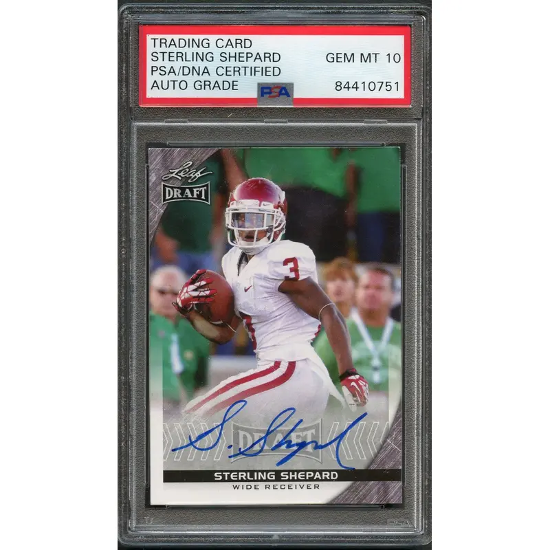 2016 Leaf Draft #81 Sterling Shepard Signed Card AUTO Grade 10 PSA slabbed