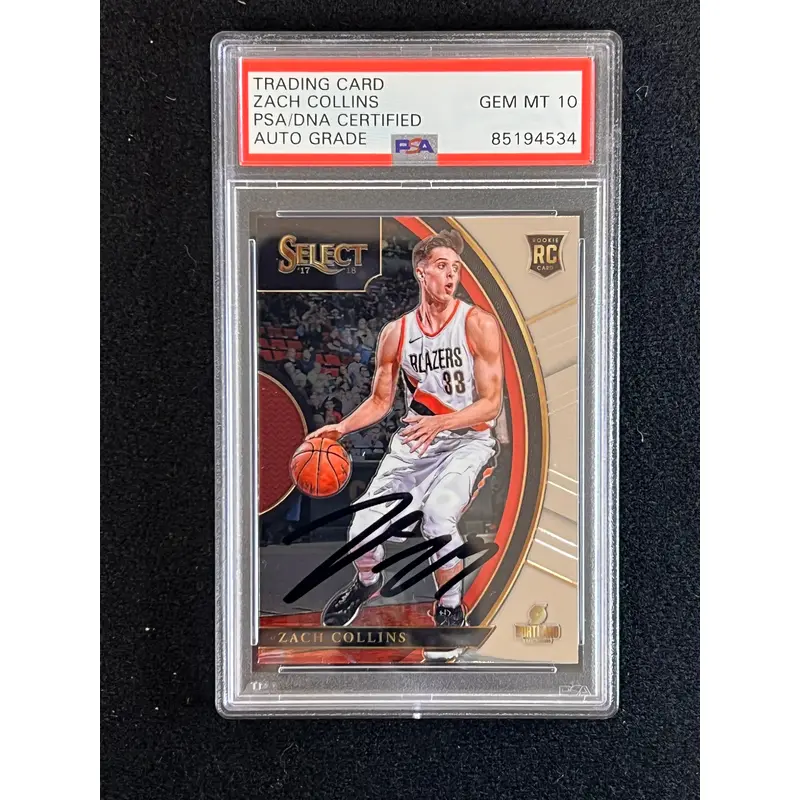 2017-18 Panini Select #94 ZACH COLLINS Signed Card AUTO PSA Slabbed RC Blazers