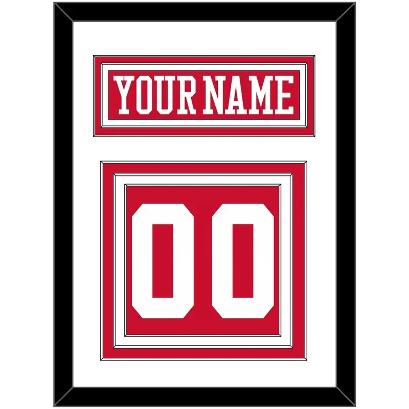 Boston Hockey Nameplate & Number (Back) - Road Red - Triple Mat 1