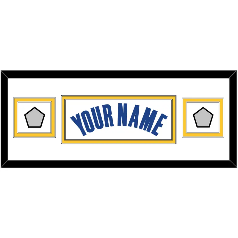 Golden State Name & 2 Finals Patches - White Association - Double Mat 2