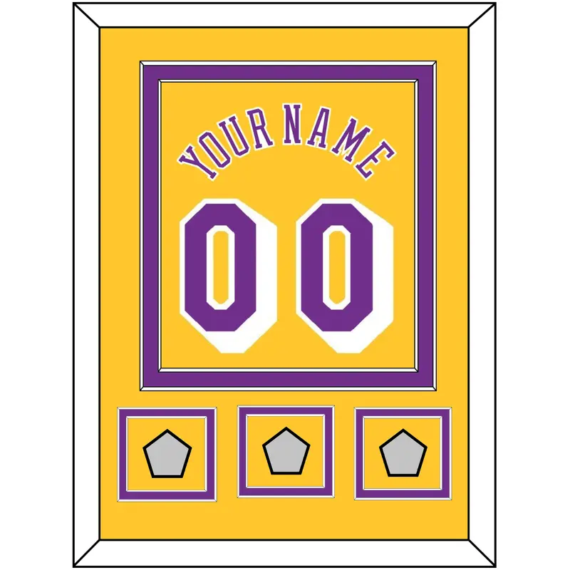 Los Angeles Name & Number With 3 Trophy Patches - Home Yellow (1978-1997) - Double Mat 2