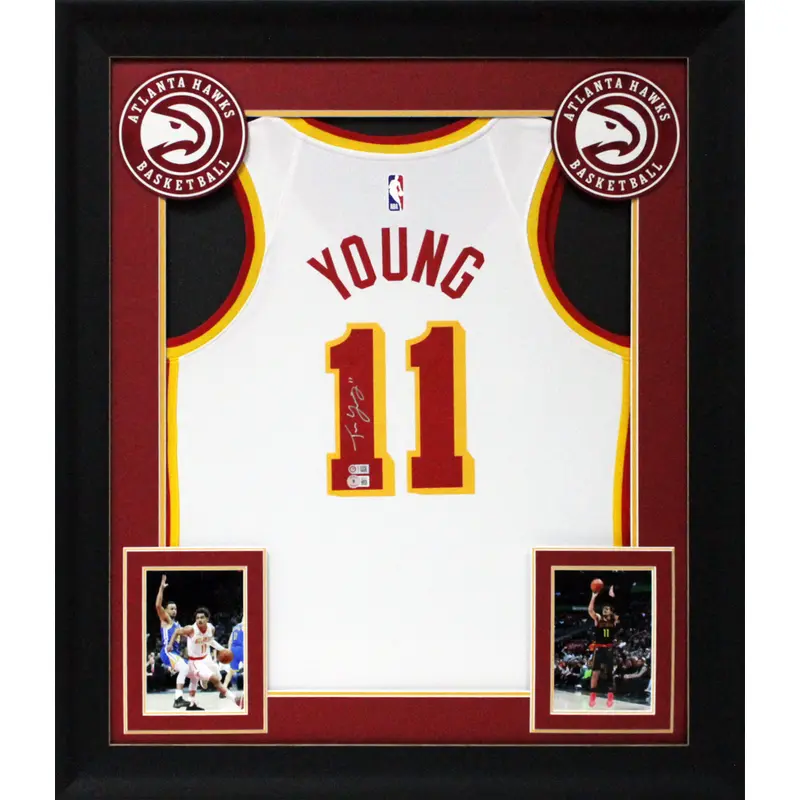 Hawks Trae Young Authentic Signed Red Nike Swingman Framed Jersey BAS