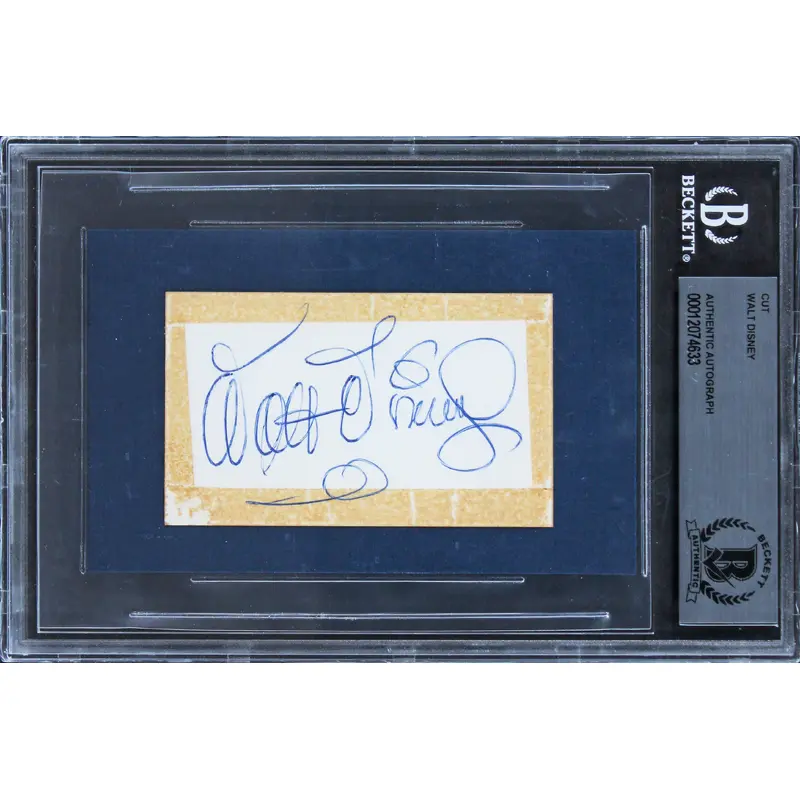 Walt Disney Authentic Signed 2x3.5 Cut Signature Autographed BAS Slabbed