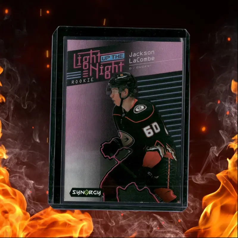 2023-24 Upper Deck Synergy Jackson LaCombe Light Up the Night Pink Rookie