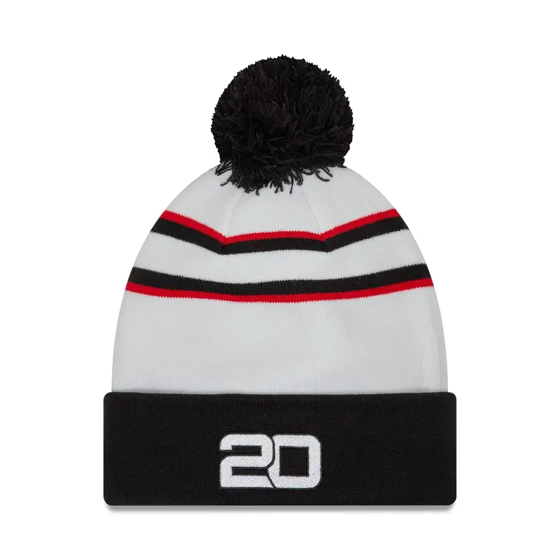Haas Formula 1 Driver Kevin Magnussen White Cuff Knit Beanie Hat