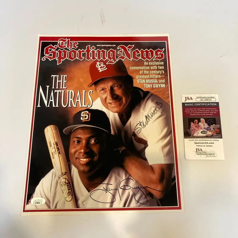 Stan Musial & Tony Gwynn Signed 11x14 Sporting News Photo JSA COA