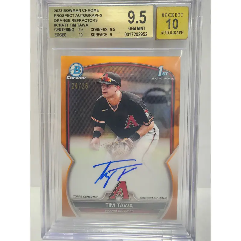 Tim Tawa 2023 Bowman Chrome Orange Refractor Auto #24/25 BGS 9.5 Auto 10
