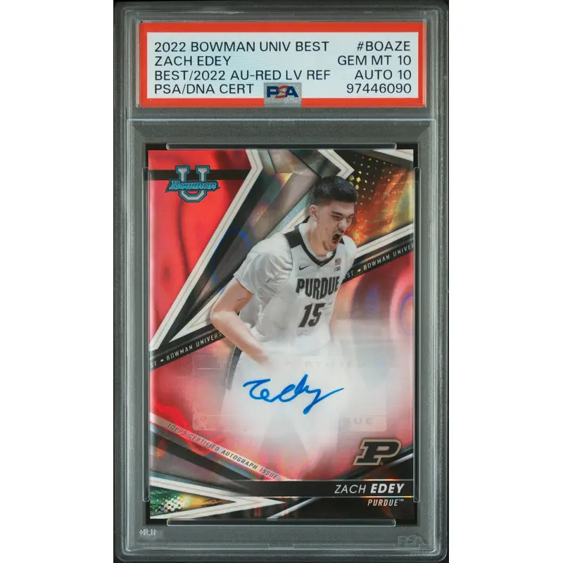 Zach Edey 2022 Bowman University Best Red Lava Autograph #2/5 PSA 10 Auto 10
