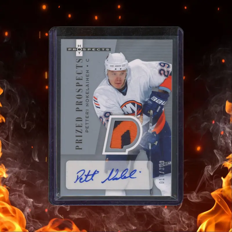 2005-06 Fleer Hot Prospects Petteri Nokelainen Patch Rookie Auto 010/349 #251