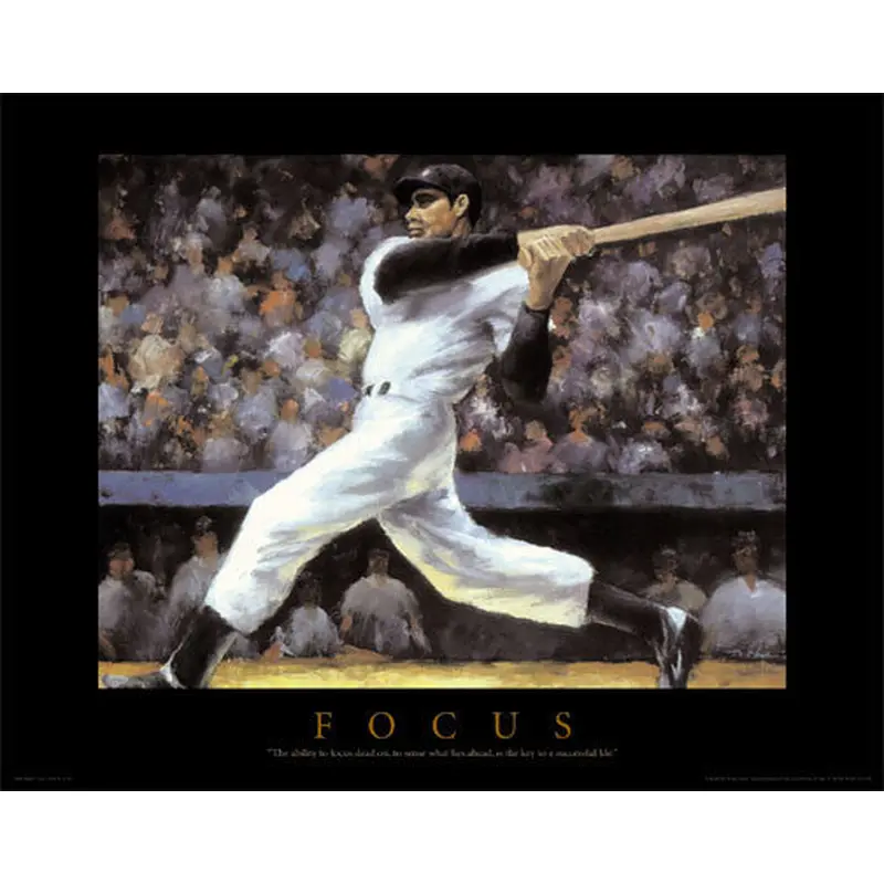Baseball "Focus" Motivational Art Poster Print - Front Line