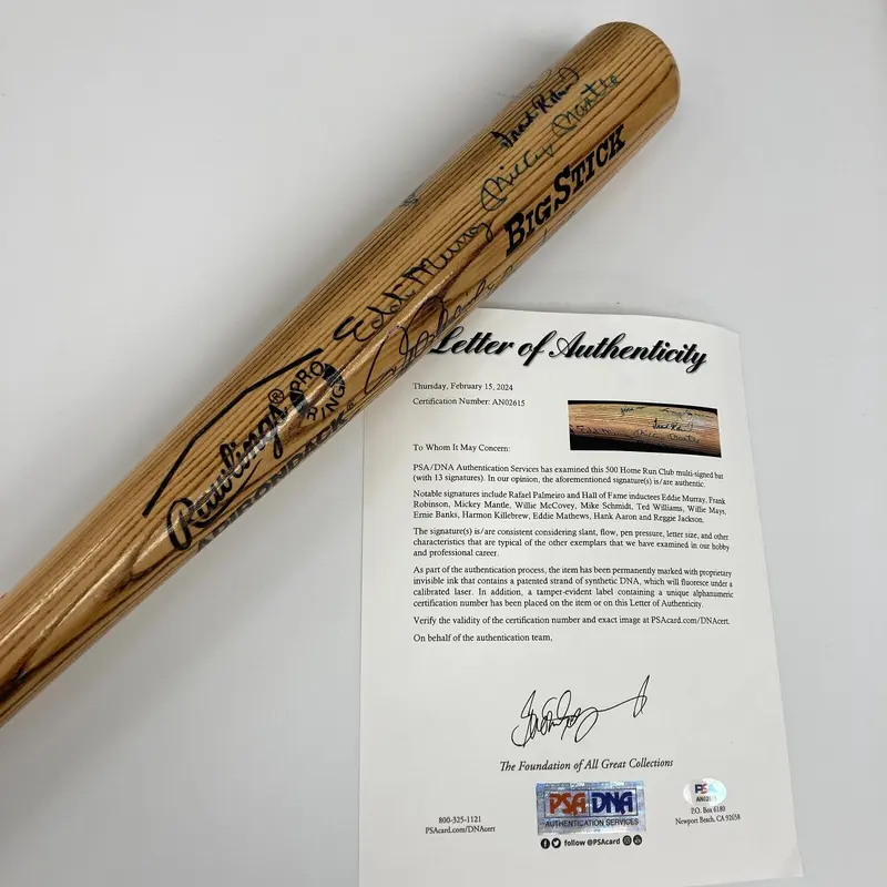 500 Home Run Club Signed Bat Mickey Mantle Ted Williams Willie Mays PSA DNA COA