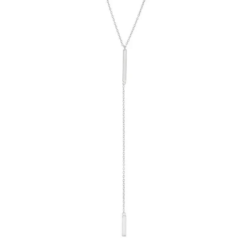 Sterling Silver 18" Extra Long Y Design Double Bar Necklace