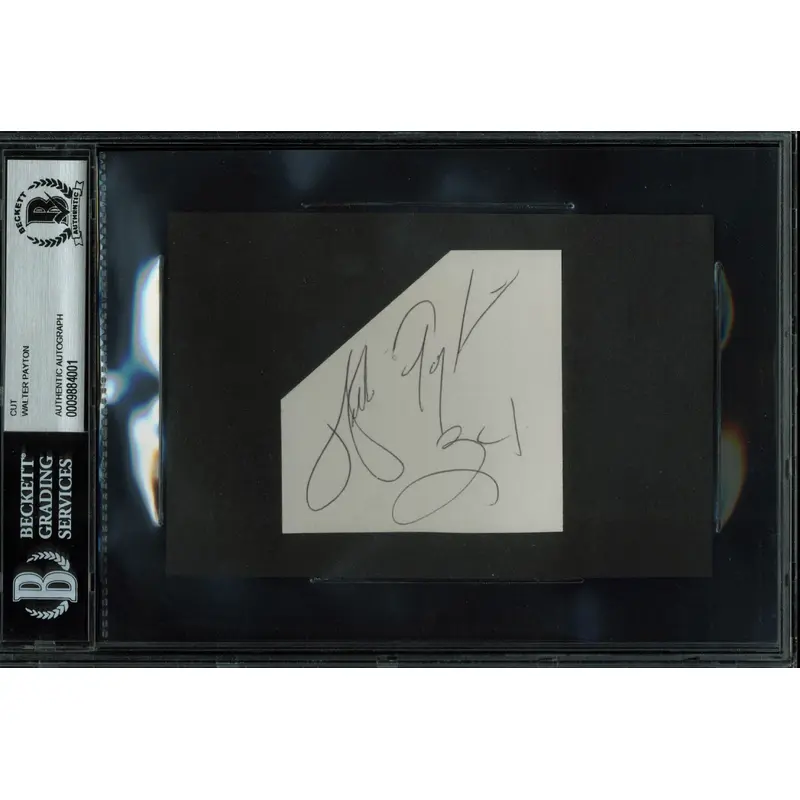 Bears Walter Payton Authentic Signed 3x3 Cut Signature Autographed BAS Slabbed