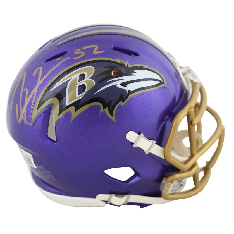 Ravens Ray Lewis Authentic Signed Flash Speed Mini Helmet w/ Gold Sig BAS Wit