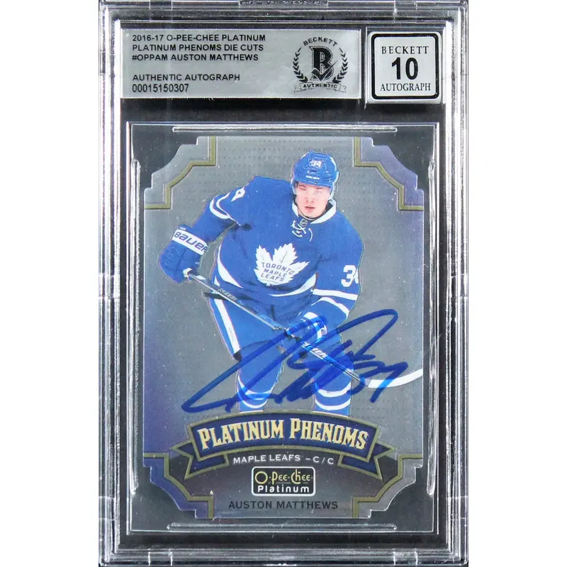 Auston Matthews Signed 2016 OPC Platinum Die Cuts #OPPAM Card Auto 10! BAS Slab