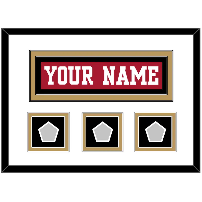 San Francisco Nameplate & 3 Super Bowl Patches - Home Red - Double Mat 2