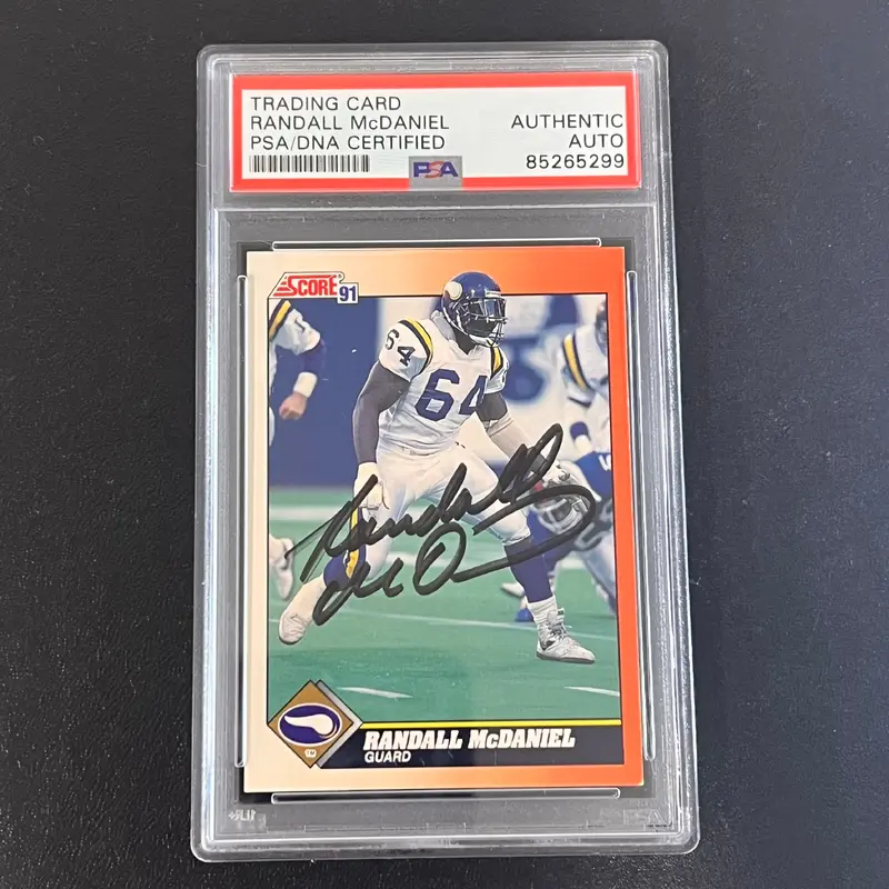 1991 NFL Score #375 Randall McDaniel Signed Card AUTO PSA Slabbed Vikings