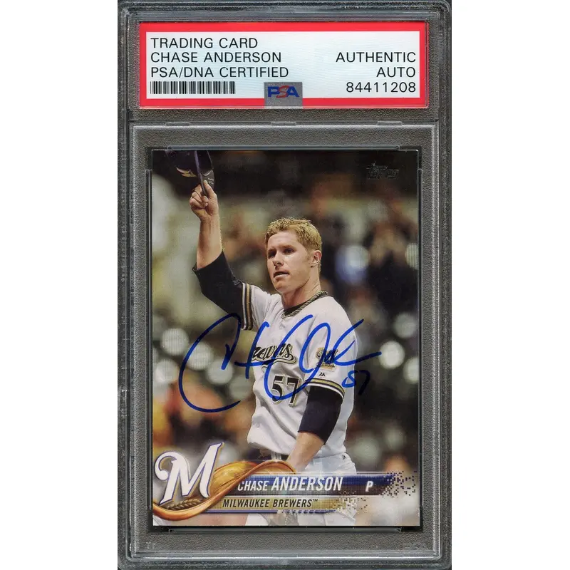 2018 Topps Series 1 #54 Chase Anderson Signed Card PSA Slabbed Auto Brewers